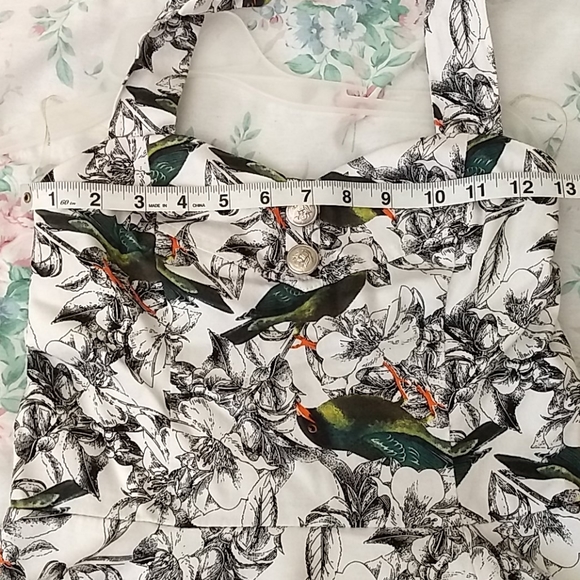 Festive Black White Print Halter Dress - Picture 8 of 13